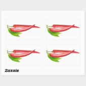 Twee chillies met blad rechthoekige sticker (Vel)