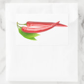 Twee chillies met blad rechthoekige sticker (Tas)