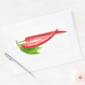 Twee chillies met blad rechthoekige sticker (Envelop)