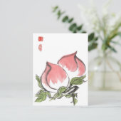 Twee Chinese perziken Briefkaart (Staand voorkant)
