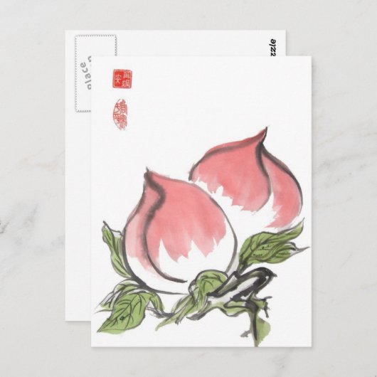 Twee Chinese perziken Briefkaart (Voorkant / Achterkant)