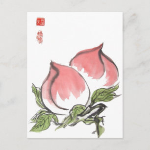 Twee Chinese perziken Briefkaart