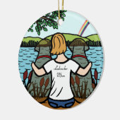 Twee chocolade Labrador Angels en mama 2 Keramisch Ornament (Links)