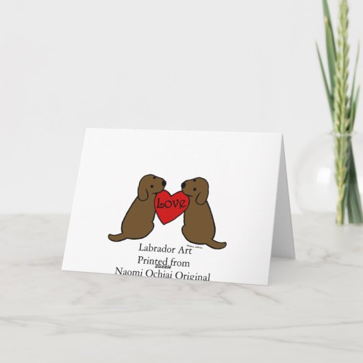 Twee Chocolade Labradors Cartoon Dank u Bedankkaart (Achterkant)