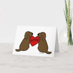 Twee Chocolade Labradors Cartoon Dank u Bedankkaart