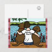 Twee chocolade labradors en mam briefkaart (Voorkant / Achterkant)