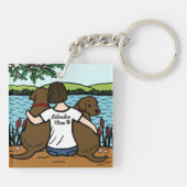 Twee chocolade-labradors en mam sleutelhanger (Achterkant)
