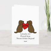Twee Chocolade Labradors met Liefde Cartoon Kaart (Achterkant)