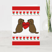 Twee Chocolade Labradors met Liefde Cartoon Kaart (Voorkant)