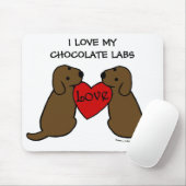 Twee chocolade-labradors met liefdesCartoon Muismat (Met muis)