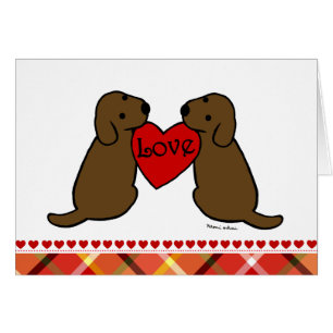 Twee chocolade-labradors met liefdesCartoon Tartan