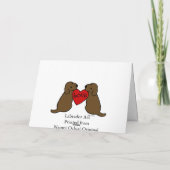 Twee chocoladelabs met Love Cartoon Feestdagen Kaart (Achterkant)