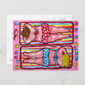 Twee Chubby Divas Sunbathing Post Card Briefkaart (Voorkant / Achterkant)