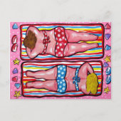 Twee Chubby Divas Sunbathing Post Card Briefkaart (Voorkant)