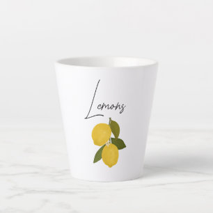Twee citroenen met groene bladeren Verse citrus Latte Mok