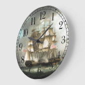 Twee Clipper Shipper War Battle Ocean Wall Clock Grote Klok (Hoek)