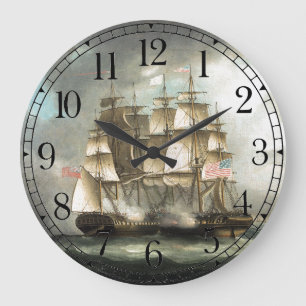 Twee Clipper Shipper War Battle Ocean Wall Clock Grote Klok