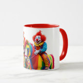 Twee clowns op hun paarden. mok (Voorkant rechts)