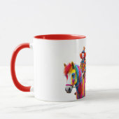 Twee clowns op paard, een lachfestival. mok (Links)