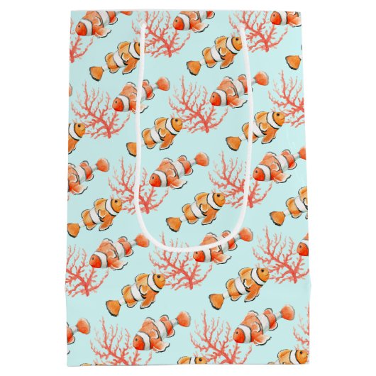 Twee clownvissen of anemenvis met koraalwaterverf medium cadeauzakje (Achterkant)