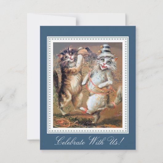 Twee Confetti-Tossing Katten Partij Kaart (Voorkant)