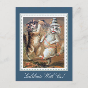 Twee Confetti-Tossing Katten Partij Kaart