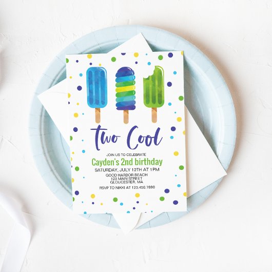 Twee Cool 2de verjaardagsuitnodiging Kaart