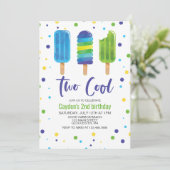 Twee Cool 2de verjaardagsuitnodiging Kaart (Staand voorkant)