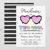 Twee Cool 2e Verjaardag Meisje Party Uitnodiging (Voorkant / Achterkant)