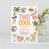 Twee Cool Beach Tropical 2e verjaardagsfeestje Kaart (Staand voorkant)