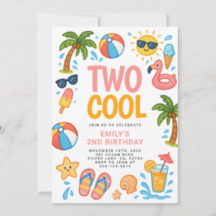 Twee Cool Beach Tropical 2e verjaardagsfeestje Kaart