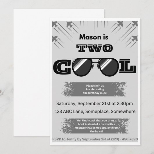 Twee Cool Birthday Dude! Kaart (Voorkant / Achterkant)