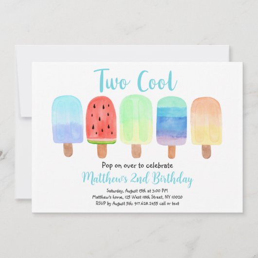 Twee Cool Blue Popsicle verjaardag Kaart (Voorkant)