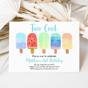Twee Cool Blue Popsicle verjaardag Kaart