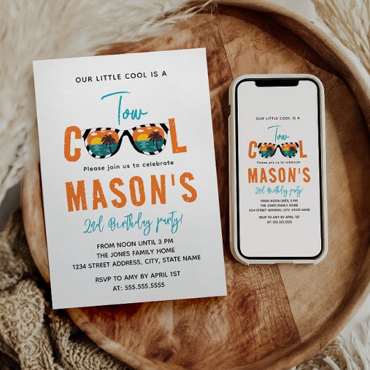 Twee Cool Boy 2e Verjaardagsfeestje Kaart