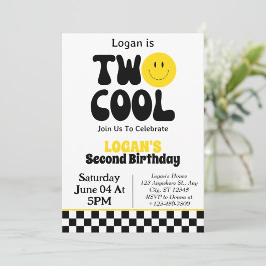 Twee Cool Boy 2e Verjaardagsfeestje Kaart (Staand voorkant)