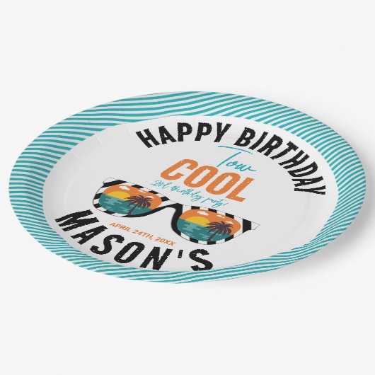 Twee Cool Boy 2e Verjaardagsfeestje Papieren Bordje (Gekanteld)