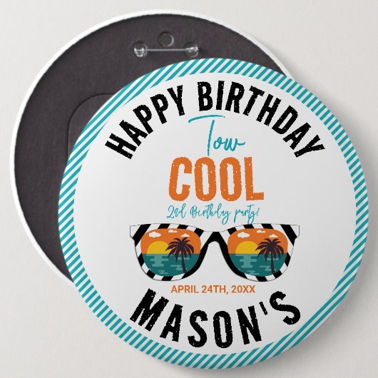 Twee Cool Boy 2e Verjaardagsfeestje Ronde Button 6,0 Cm (Voorkant /achterkant)