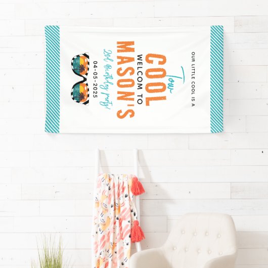 Twee Cool Boy 2e Verjaardagsfeestje Spandoek (Insitu)