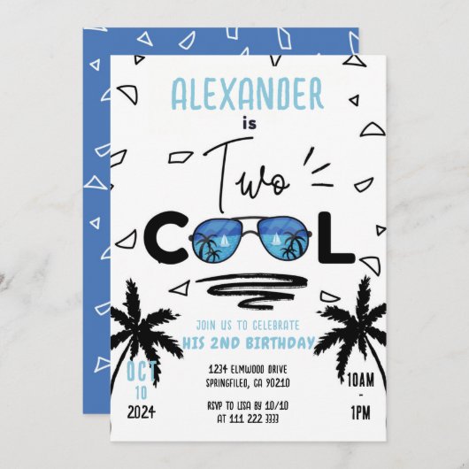 Twee Cool Boy 2e Zomer Verjaardag Zonnebril Kaart (Voorkant / Achterkant)