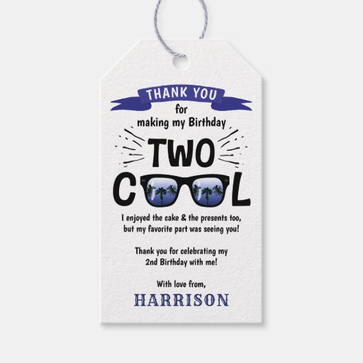 Twee Cool Boys 2e Verjaardagsfeestje Dank je Cadeaulabel (Voorkant)