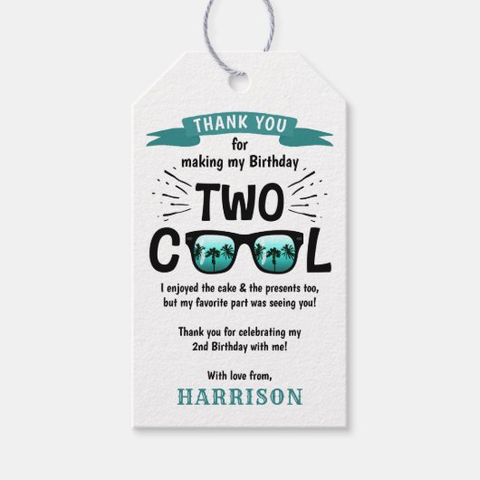 Twee Cool Boys 2e Verjaardagsfeestje Dank je Cadeaulabel (Voorkant)