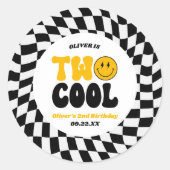 Twee Cool Gelukkig Retro Tweede 2e Verjaardagsfees Ronde Sticker (Voorkant)
