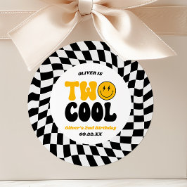 Twee Cool Gelukkig Retro Tweede 2e Verjaardagsfees Ronde Sticker