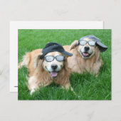 Twee Cool Golden Retrievers in Petten en zonnebril Briefkaart (Voorkant / Achterkant)