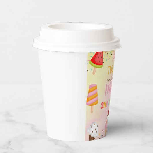 TWEE COOL ijs meisje verjaardag papieren bekers. Papieren Bekers (Rechts)