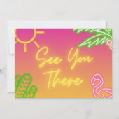 Twee Cool Neon Pool Party Uitnodiging met Foto (Achterkant)