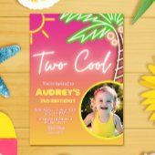 Twee Cool Neon Pool Party Uitnodiging met Foto