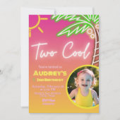 Twee Cool Neon Pool Party Uitnodiging met Foto (Voorkant)
