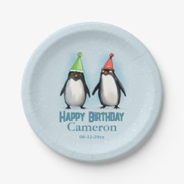 Twee Cool Pinguins vieren kind's verjaardag Papieren Bordje